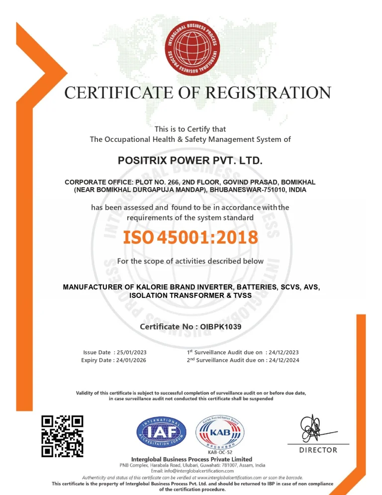 ISO 45001:2018 Occupational Health & Safety Management System certificate, preview